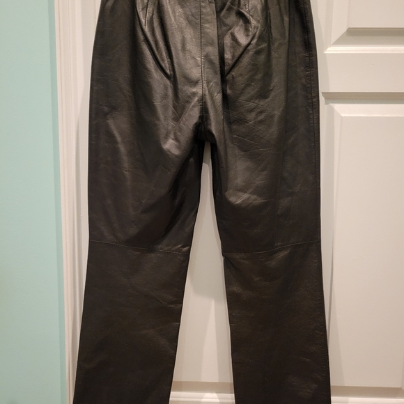 VINTAGE NINE WEST LOW RISE BROWN LEATHER STRAIGHT LEG PANTS - Picture 3 of 7